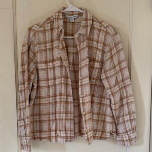 100% Cotton Old Navy Beige and Brown Plaid Shirt